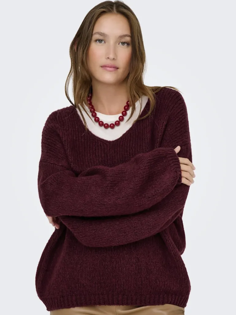 JDYDINEA L/S REVERSIBLE PULLOV. KNT NOOS cabernet