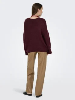 JDYDINEA L/S REVERSIBLE PULLOV. KNT NOOS cabernet