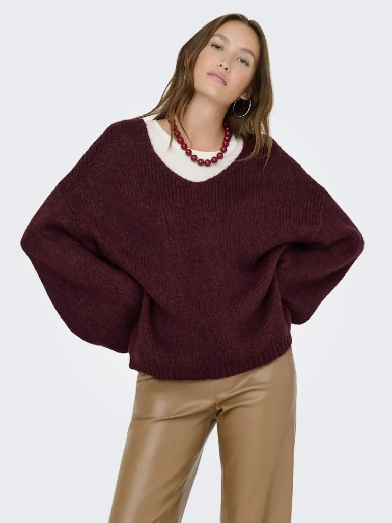 JDYDINEA L/S REVERSIBLE PULLOV. KNT NOOS cabernet