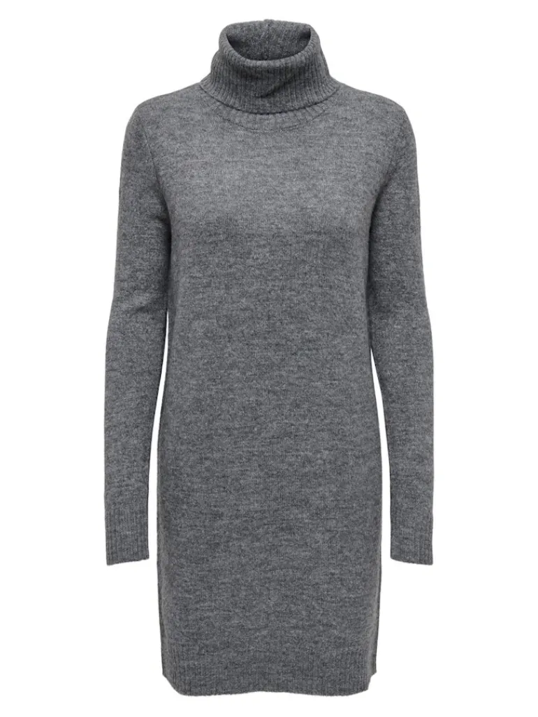 JDYELANORA L/S COWLNECK DRESS KNT NOOS dark grey melange
