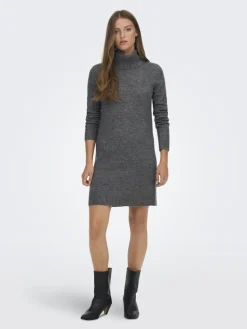 JDYELANORA L/S COWLNECK DRESS KNT NOOS dark grey melange