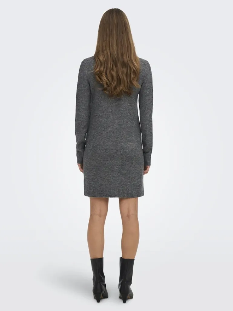 JDYELANORA L/S COWLNECK DRESS KNT NOOS dark grey melange