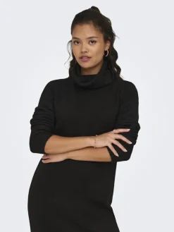 JDYELANORA L/S COWLNECK DRESS KNT NOOS black