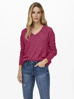 JDYELANORA L/S V-NECK PULLO. KNT NOOS granita