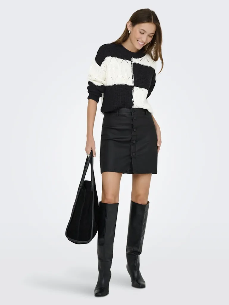 JDYJUSTY L/S MIX STRUC PULLOVER KNT NOOS black