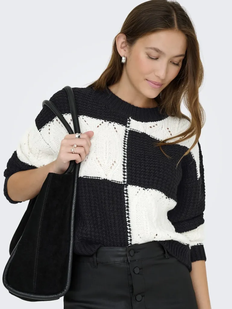 JDYJUSTY L/S MIX STRUC PULLOVER KNT NOOS black