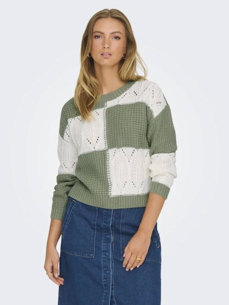 JDYJUSTY L/S MIX STRUC PULLOVER KNT NOOS sea spray