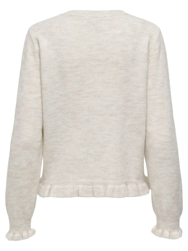 JDYLETTY L/S ON FRILL CARDIGAN KNT NOOS birch