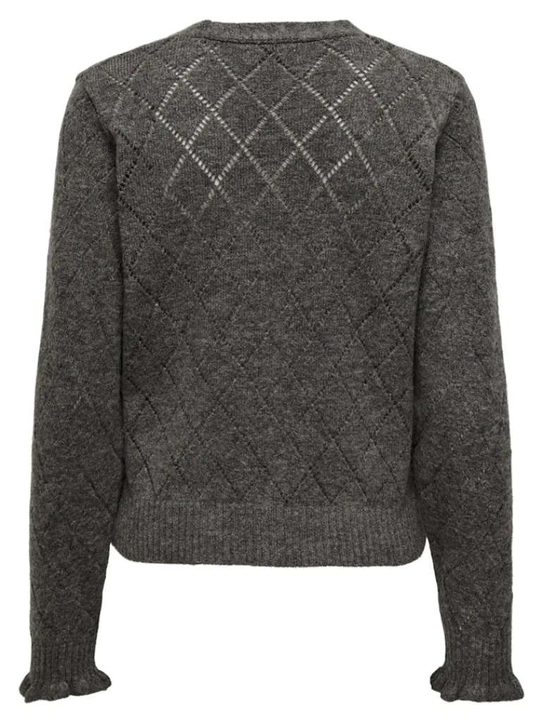 JDYLETTY L/S V-NECK STRUC CARDI KNT NOOS dark grey melange