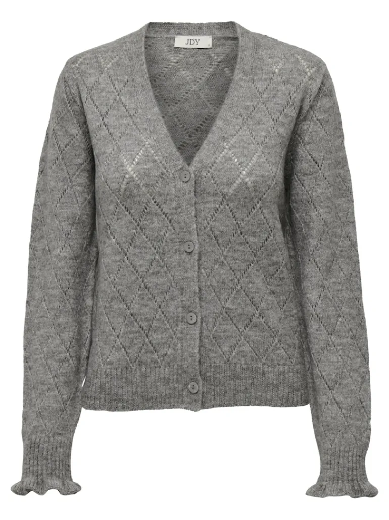 JDYLETTY L/S V-NECK STRUC CARDI KNT NOOS light grey melange