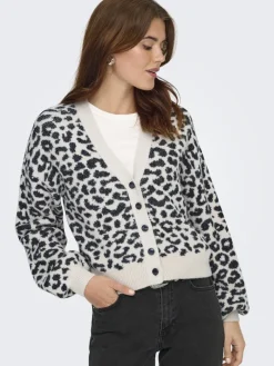 JDYLORRAINE ANIMAL SHORT CARDIGAN KNT cement