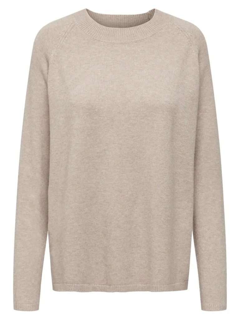 JDYMARCO L/S O-NECK SLIT PULL KNT NOOS beige