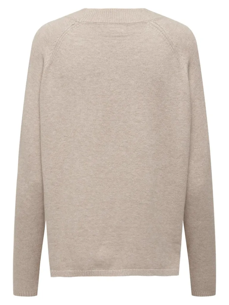 JDYMARCO L/S O-NECK SLIT PULL KNT NOOS beige