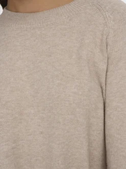 JDYMARCO L/S O-NECK SLIT PULL KNT NOOS beige