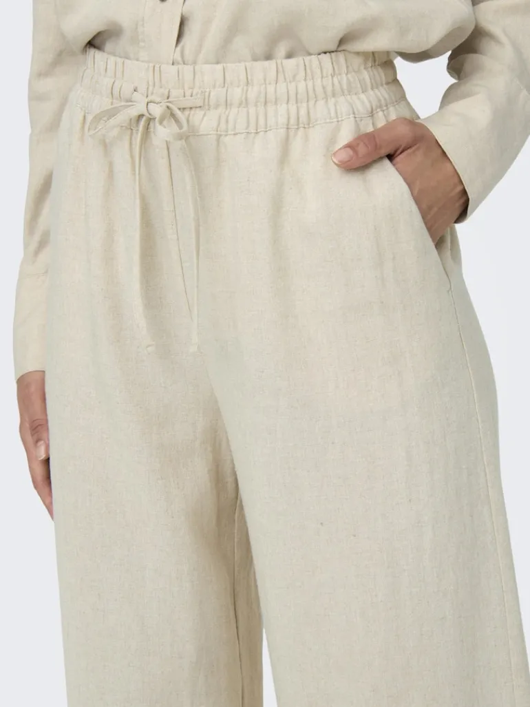 JDYSAY HW LINEN WIDE PANT WVN NOOS oatmeal