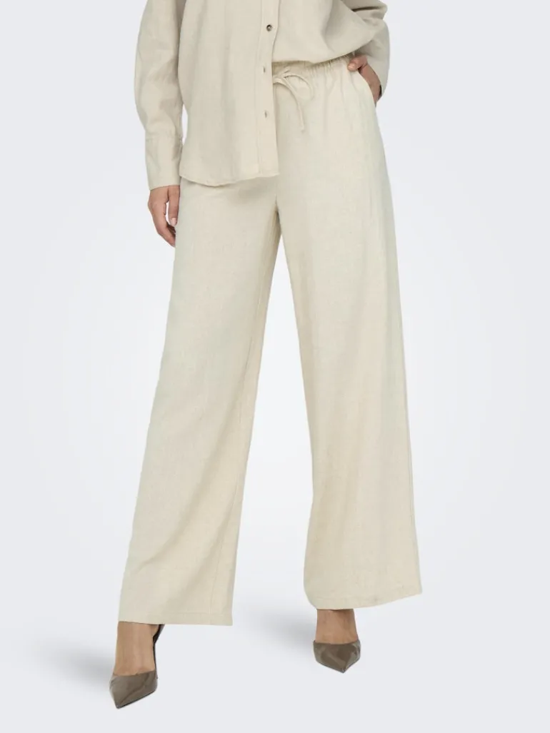 JDYSAY HW LINEN WIDE PANT WVN NOOS oatmeal