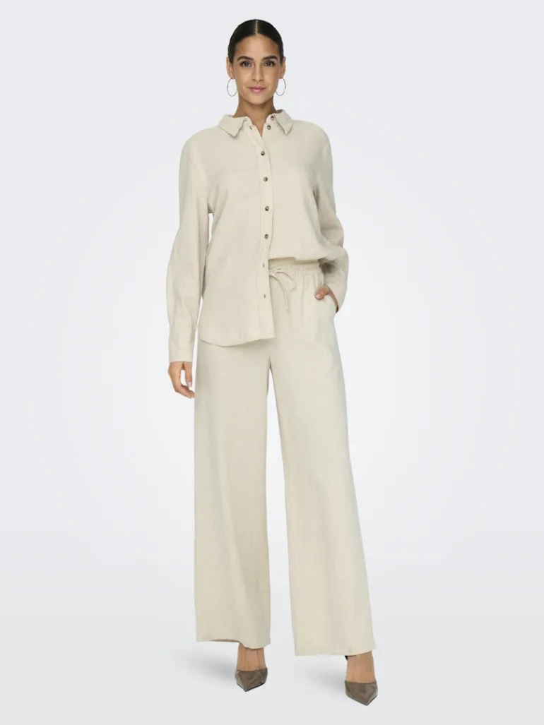 JDYSAY HW LINEN WIDE PANT WVN NOOS oatmeal