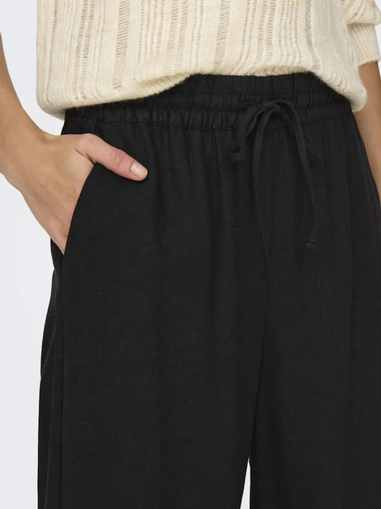 JDYSAY HW LINEN WIDE PANT WVN NOOS black