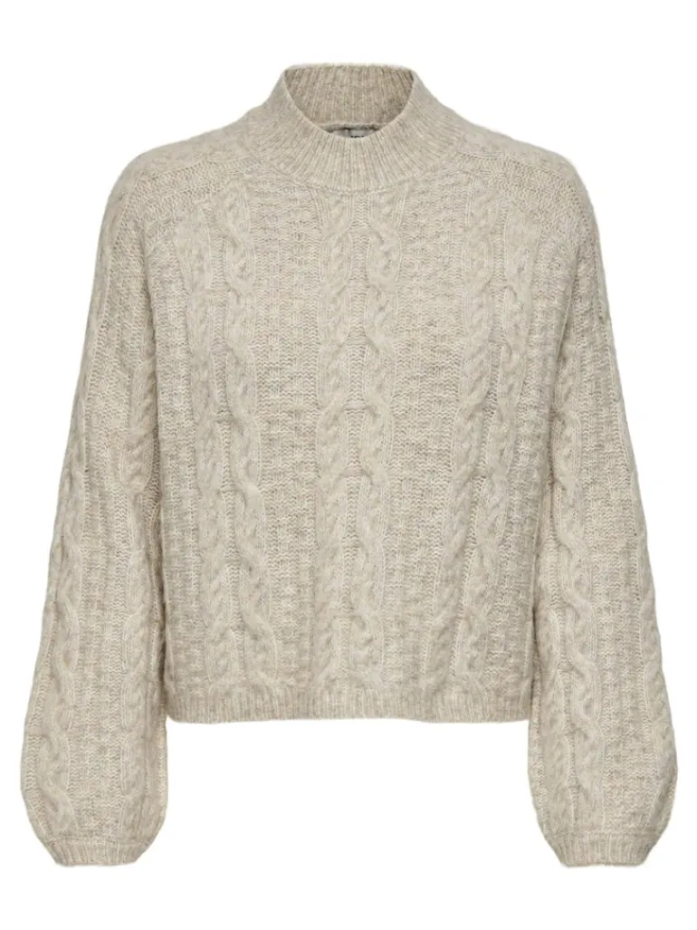 JDYSILJA L/S HN CABLE PULLOVER KNT oatmeal