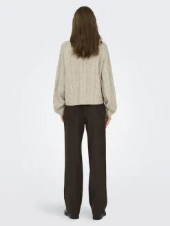 JDYSILJA L/S HN CABLE PULLOVER KNT oatmeal