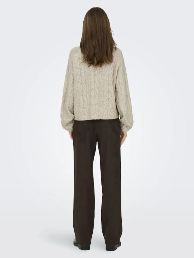 JDYSILJA L/S HN CABLE PULLOVER KNT oatmeal