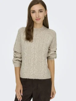 JDYSILJA L/S HN CABLE PULLOVER KNT oatmeal