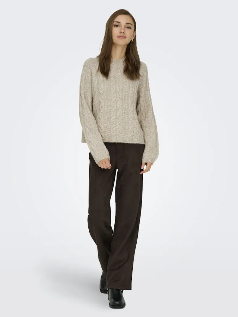 JDYSILJA L/S HN CABLE PULLOVER KNT oatmeal