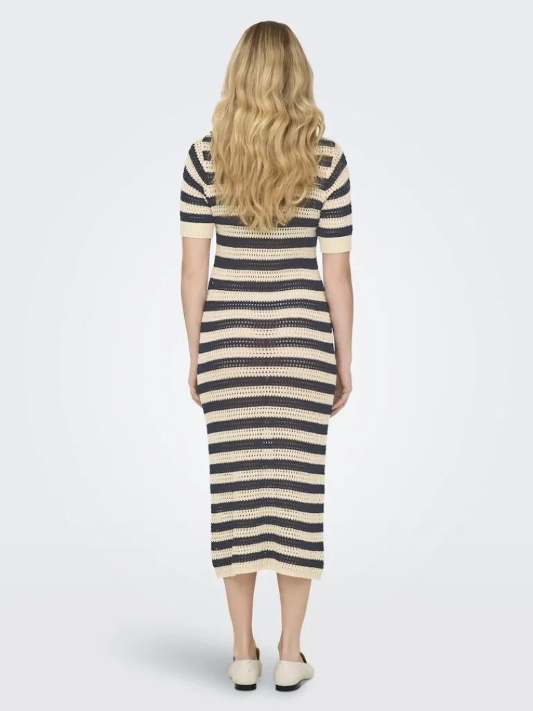 JDYTIKKA IVY 2/4 O-NECK STRIPE DRESS KNT sandshell2