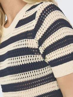 JDYTIKKA IVY 2/4 O-NECK STRIPE DRESS KNT sandshell2