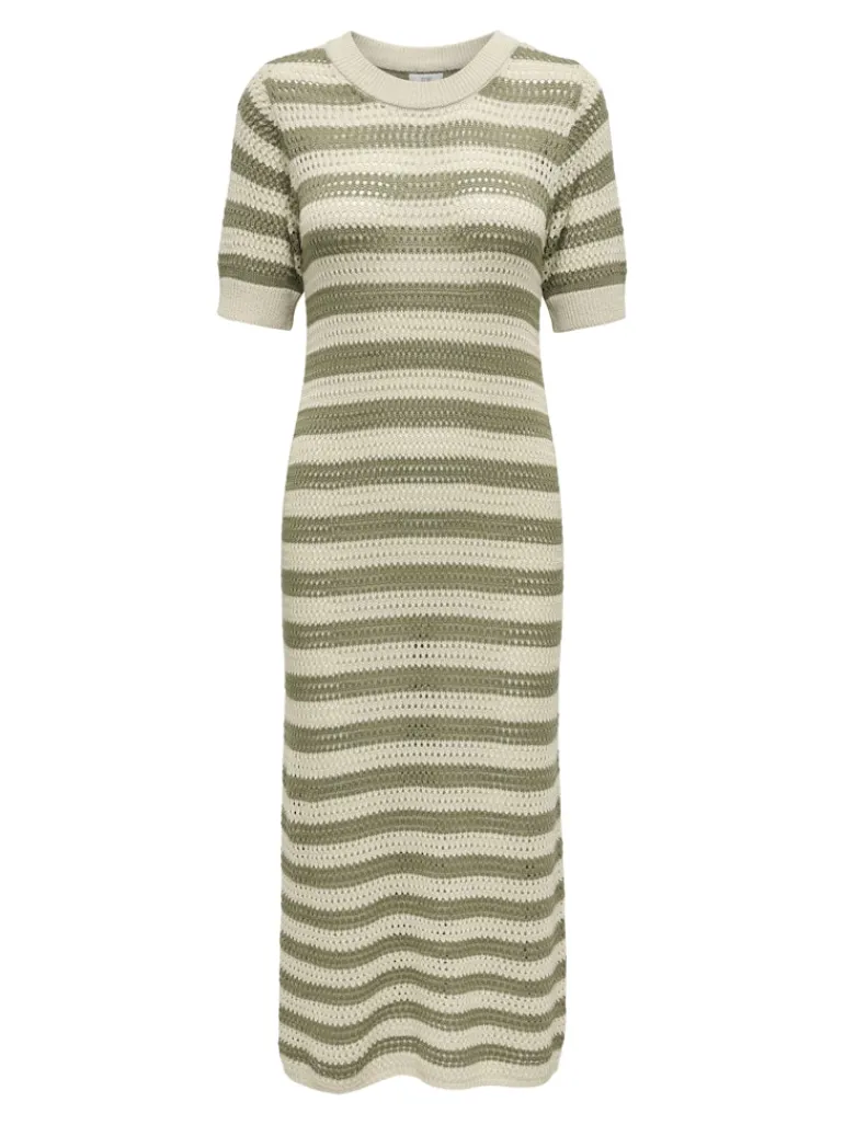JDYTIKKA IVY 2/4 O-NECK STRIPE DRESS KNT sandshell1