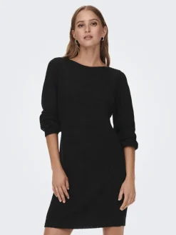 JDYWHITNEY MEGAN L/S BOAT DRESS KNT NOOS black