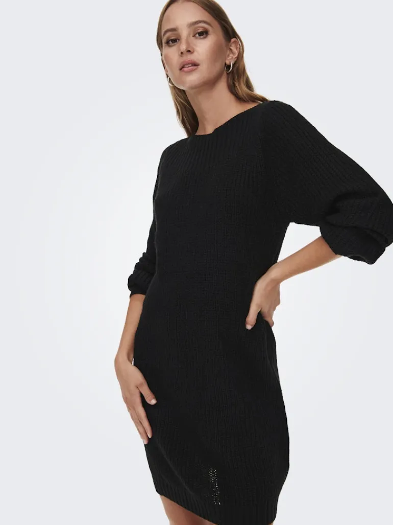 JDYWHITNEY MEGAN L/S BOAT DRESS KNT NOOS black