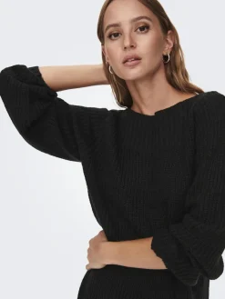 JDYWHITNEY MEGAN L/S BOAT DRESS KNT NOOS black