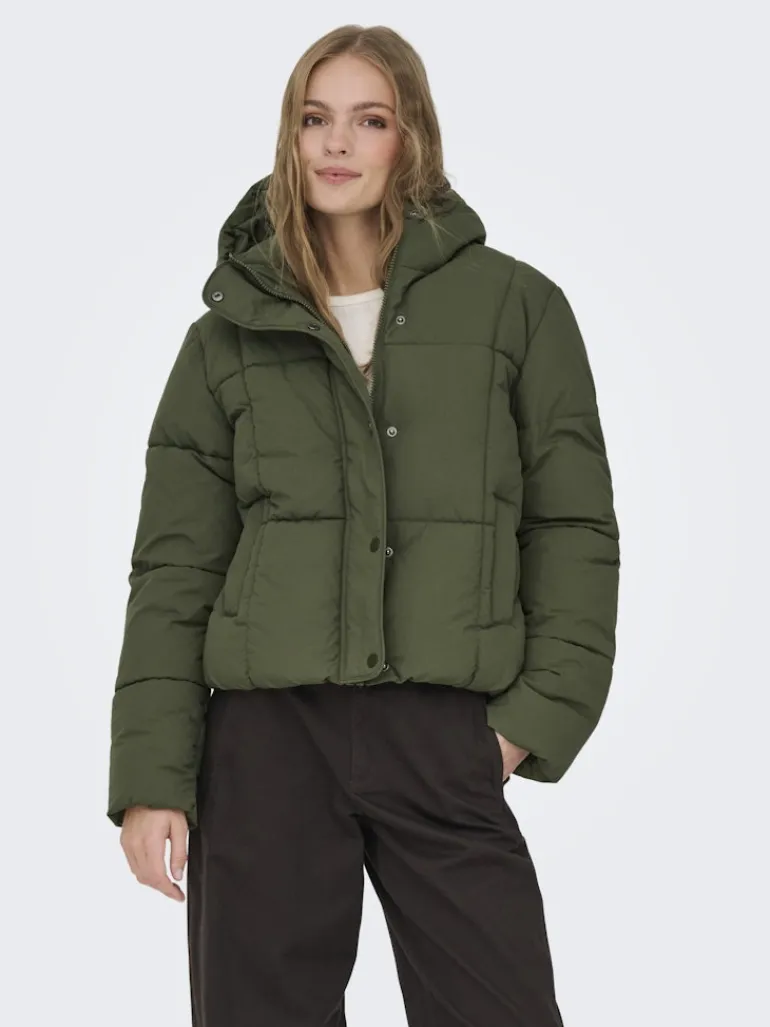 JDYWONDER SHORT HOOD PUFFER OTW SIJ ivy green