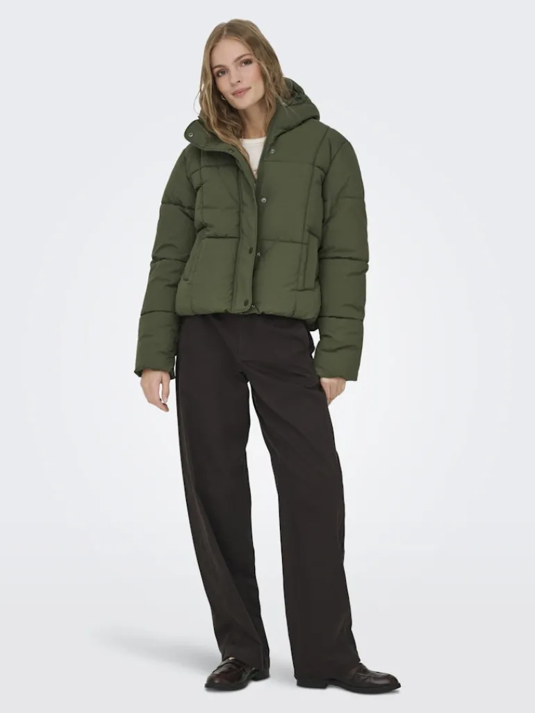JDYWONDER SHORT HOOD PUFFER OTW SIJ ivy green