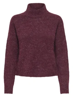 JDYZOEY LIFE L/S HN RAGLAN PUL KNT NOOS maroon banner