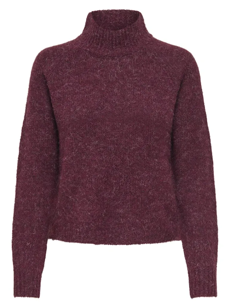 JDYZOEY LIFE L/S HN RAGLAN PUL KNT NOOS maroon banner