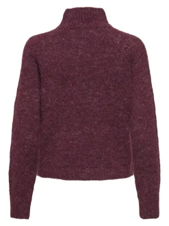 JDYZOEY LIFE L/S HN RAGLAN PUL KNT NOOS maroon banner