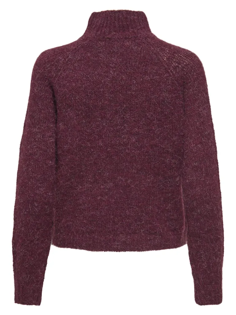 JDYZOEY LIFE L/S HN RAGLAN PUL KNT NOOS maroon banner