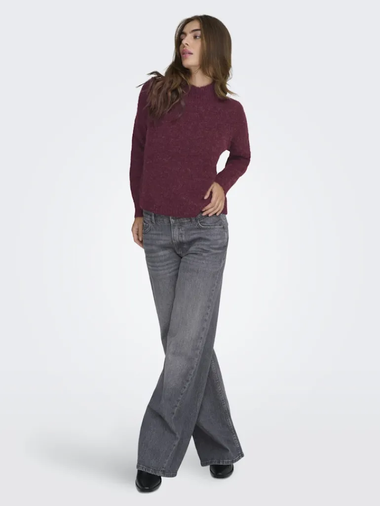 JDYZOEY LIFE L/S HN RAGLAN PUL KNT NOOS maroon banner