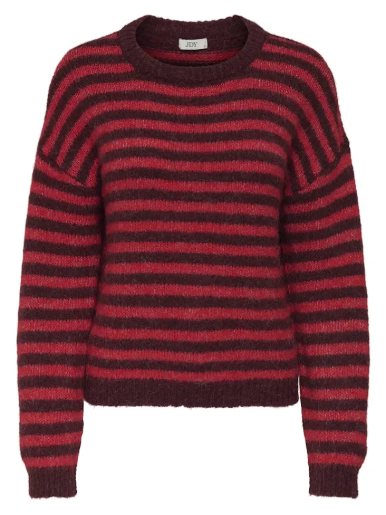 JDYZOEY LIFE L/S ON DROPSH PULL KNT NOOS maroon banner