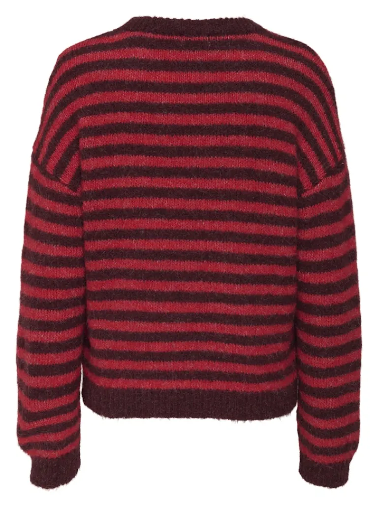 JDYZOEY LIFE L/S ON DROPSH PULL KNT NOOS maroon banner