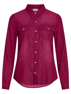 Jeansbluse cerise