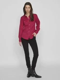 Jeansbluse cerise