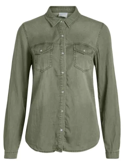 Jeansbluse dunkelgrün2