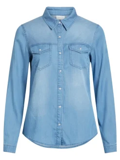 Jeansbluse medium blue denim