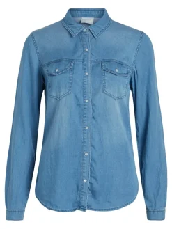 Jeansbluse medium blue denim