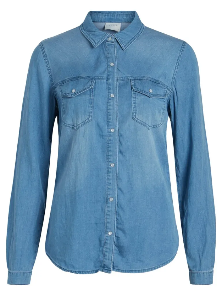 Jeansbluse medium blue denim