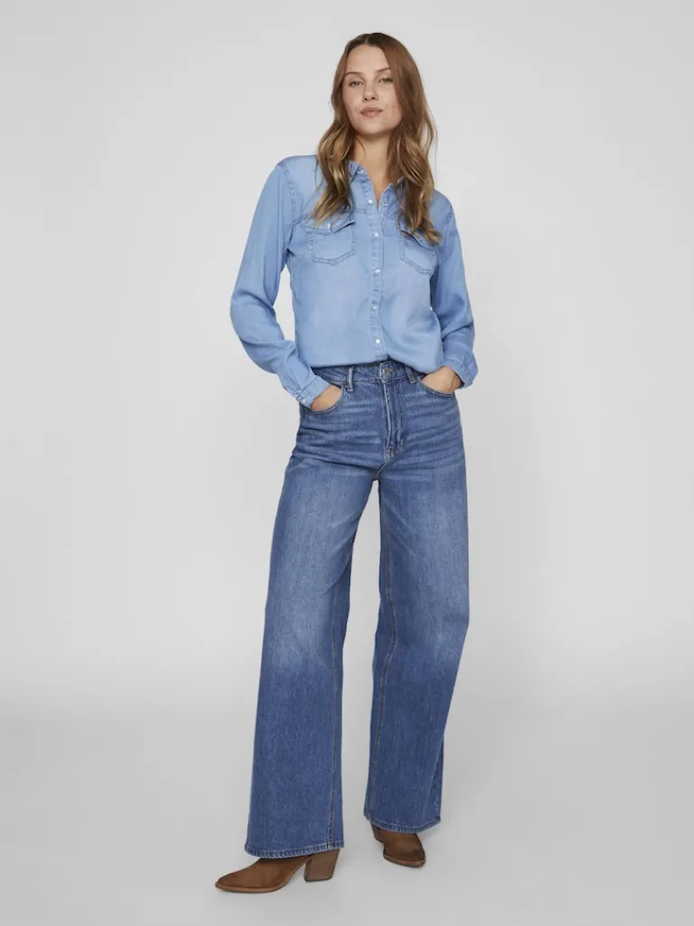 Jeansbluse medium blue denim