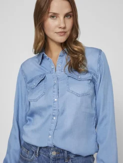 Jeansbluse medium blue denim